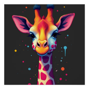 Poster L'art animalier africain La girafe colorée pour dr
