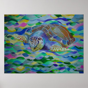 Poster L'art coloré de la tortue luge