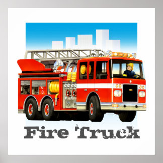 Poster L'art de camionnette en feu rouge sur mesure pour