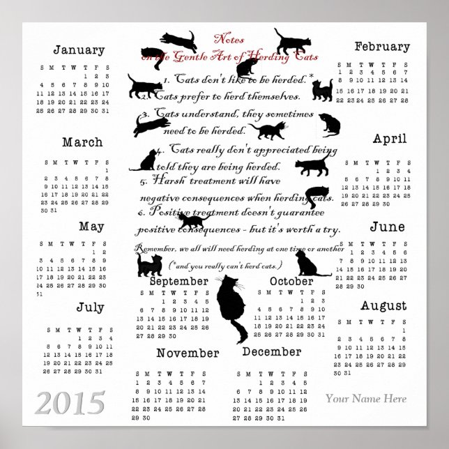 Poster L'art doux de rassembler les chats...Calendrier 20 (Devant)