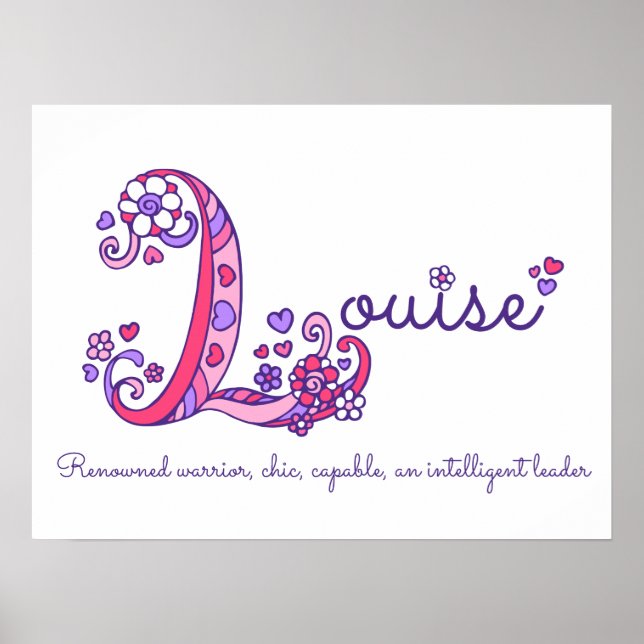 Poster L'art du cœur du doodle initial L de Louise signif (Devant)