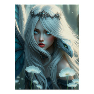 Poster L'Art Fairy Dragon Blanc