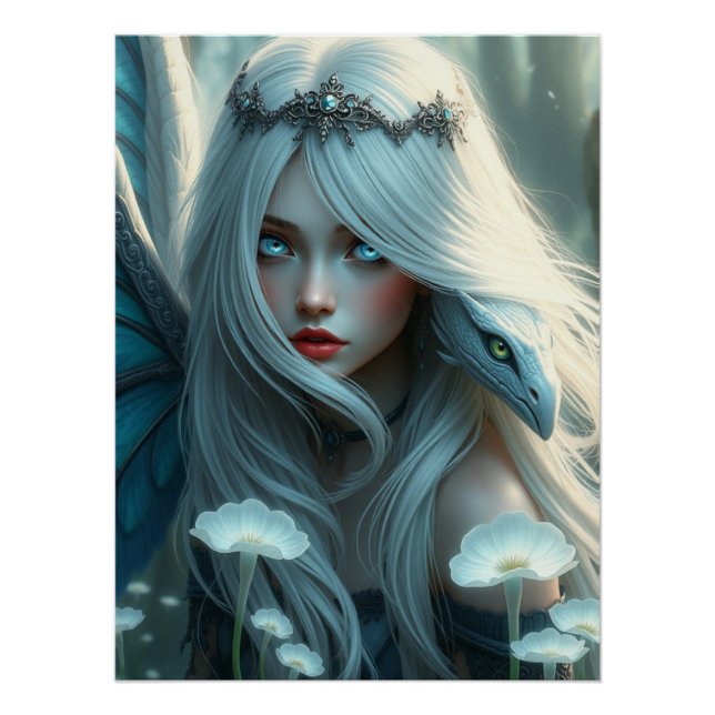 Poster L'Art Fairy Dragon Blanc (Devant)