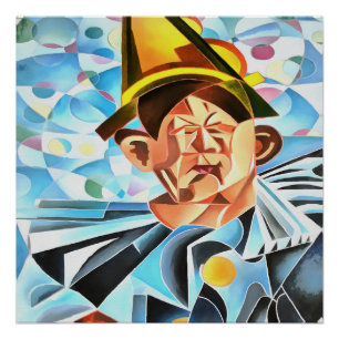 Poster L'art géométrique clown mélancolique