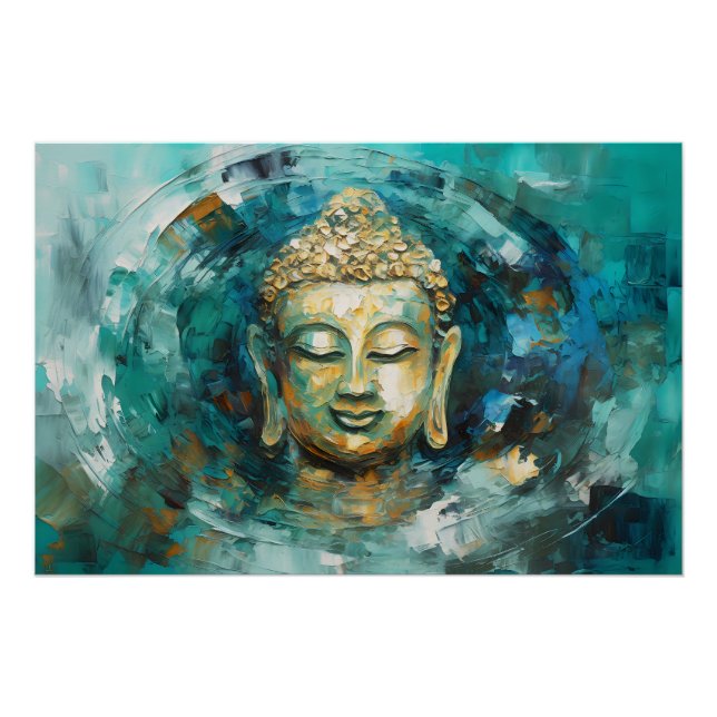 Poster L'Art Spirituel Tranquille Bouddha Aura (Devant)