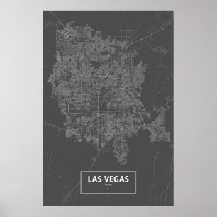 Poster Las Vegas, Nevada (blanc sur noir)