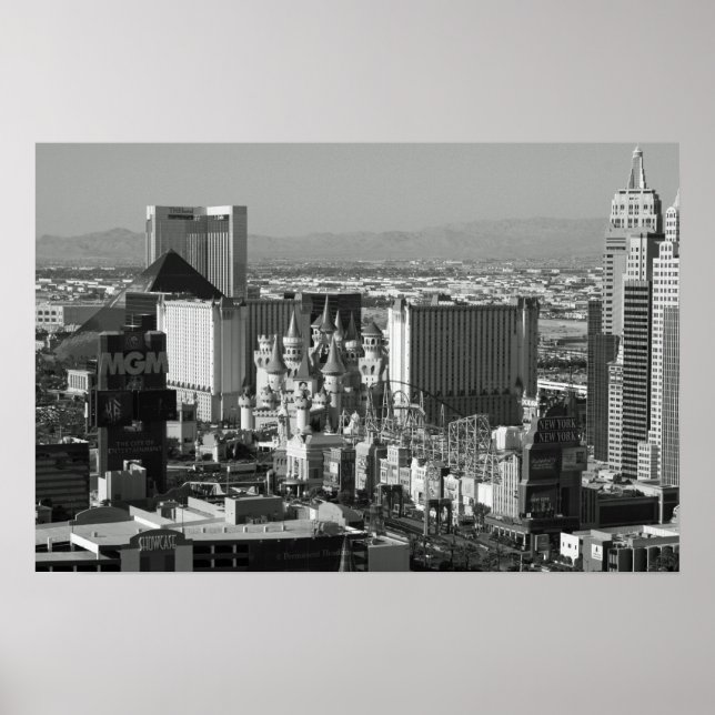 Poster Las Vegas Photo noir et blanc (Devant)