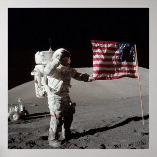 Poster L'astronaute Apollo 17 salue le drapeau américain