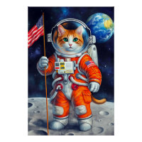 L'astronaute cosmique Patriot Cat USA Drapeau sur
