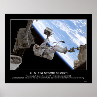 Poster L'astronaute David A. Wolf STS-112 Space Walk