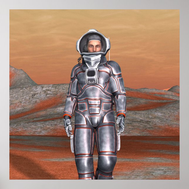 Poster L'astronaute Mars - Space Explorer sur la planète  (Devant)