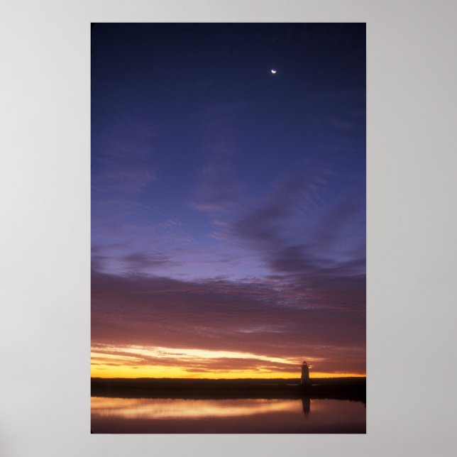Poster L'aube sur le vignoble Marthas du phare d'Edgartow (Devant)