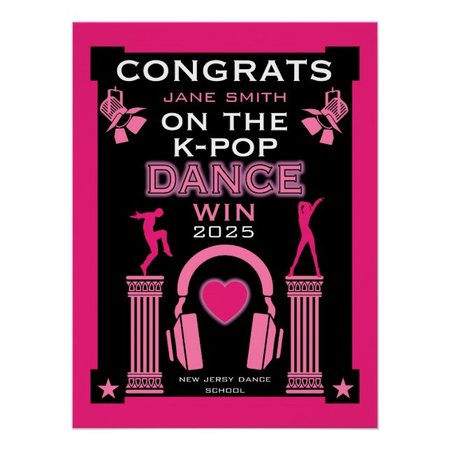 Poster Lauréat du concours de danse K-Pop Félicitations (Devant)