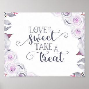 Poster Lavande & Gris Floral Wreath Love is Swereat