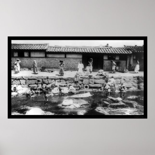 Poster Lave-linge dans un ruisseau en Corée 1895 (Devant)