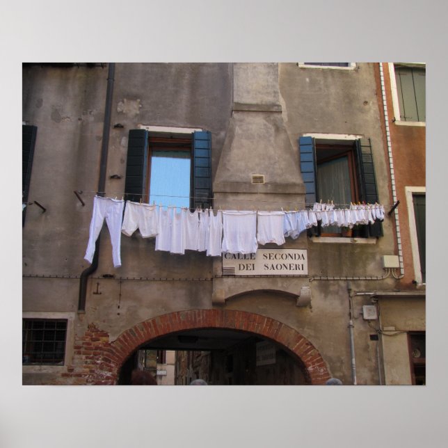 Poster Lave-linge séché à Venise, Italie (Devant)