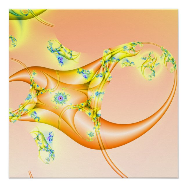 Poster Lavette | Art fractal orange et jaune (Devant)