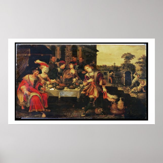 Poster Lazare à la table de l'homme riche, 1618 (huile su (Devant)