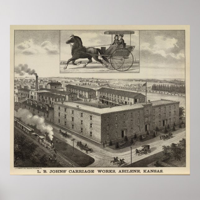 Poster LB Johns' Carriage Works, Abilene, Kansas (Devant)