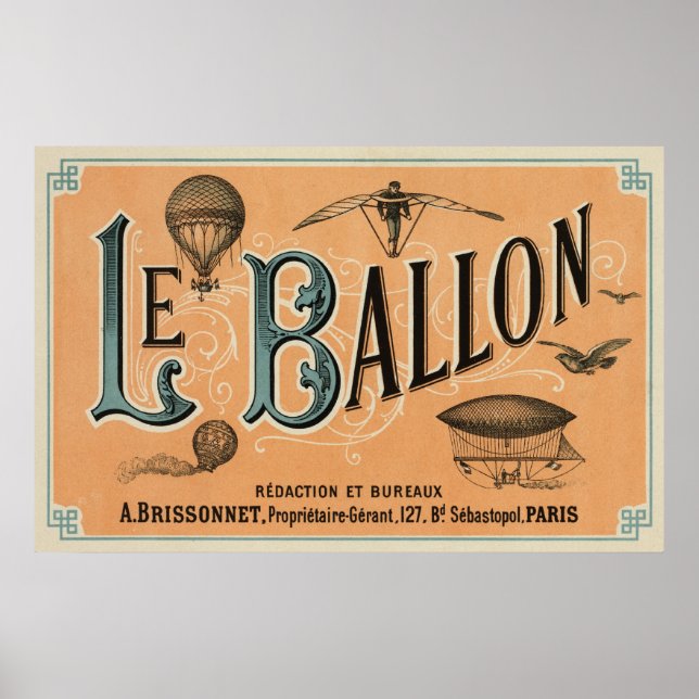Poster Le Ballon - French aeronautical journal 1883 (Devant)
