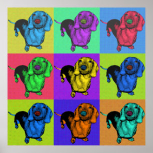 Poster Le basset allemand Doxie d'art de bruit lambrisse