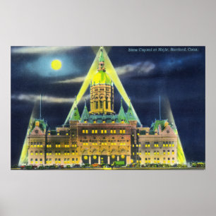 Poster Le bâtiment de capitol d'état la nuit