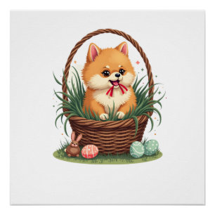 Poster Le bazar de Pâques de Gomi Chien de Pâques mignon