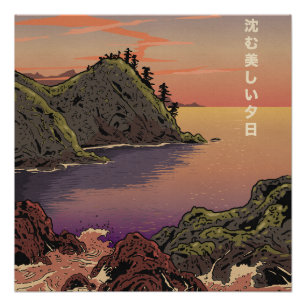 Poster le beau coucher de soleil sur l'océan