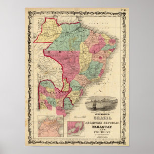 Poster Le Brésil, la république d'Argentine, le Paraguay,