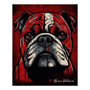 Poster Le Bulldog, rouge et noir 002 - Ulises Dallaire