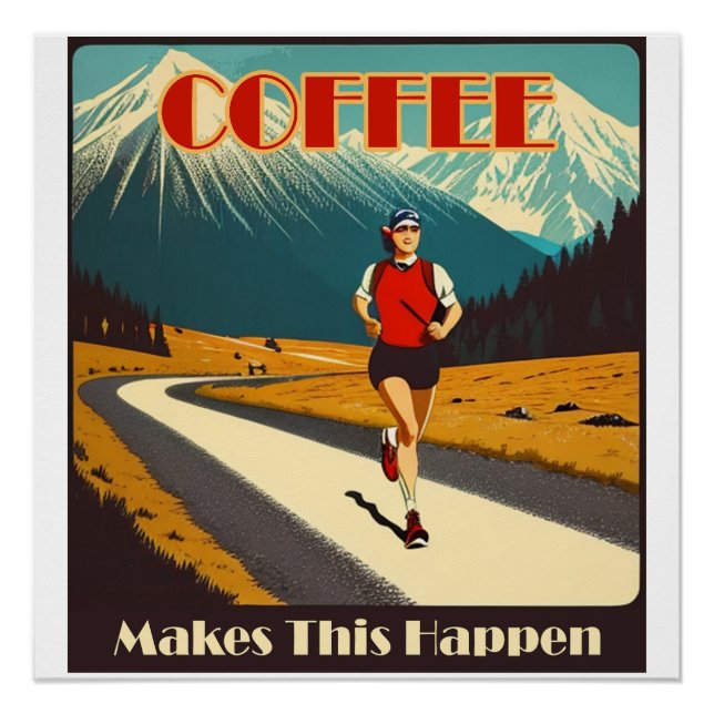 Poster Le Café Fait Que Cela Se Produit En Cours D'Exécut (Devant)