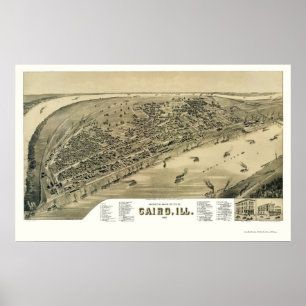 Poster Le Caire, IL Carte panoramique - 1888