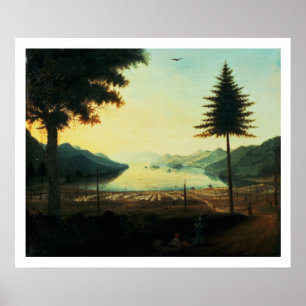 Poster Le campement au lac George, New York, 1759 (huile
