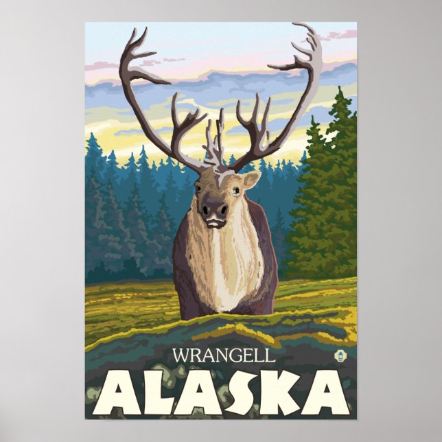 Poster Le caribou dans la nature - Wrangell, Alaska (Devant)