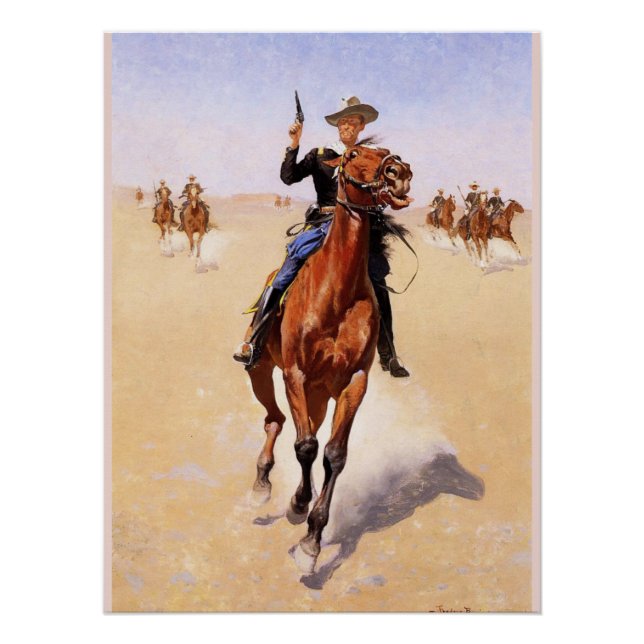Poster Le cavalier par Frederic Remington (Devant)