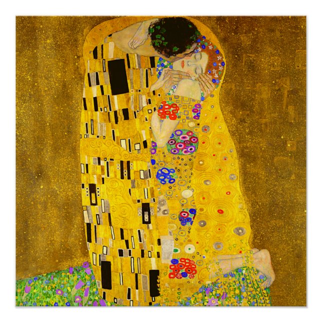 Poster Le célèbre tableau de Gustav Klimt, The Kiss. (Devant)