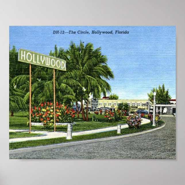 Poster Le Cercle, Hollywood, Floride Vintage (Devant)