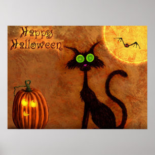 Poster Le chat d'Halloween -