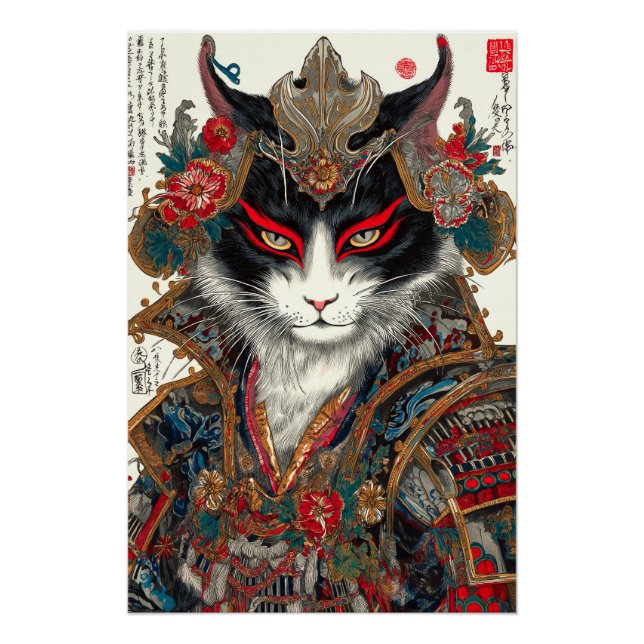 Poster Le chat Ronin | Guerrier d'Ukiyo-e Samurai (Devant)