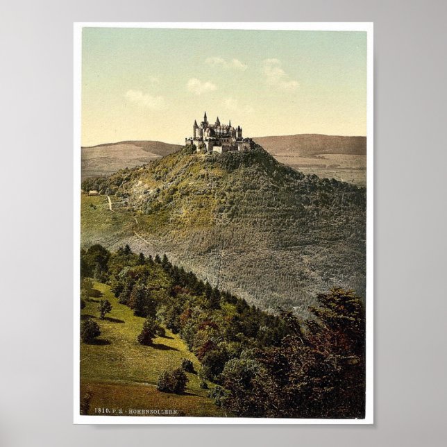 Poster Le château, Hohenzollern, Allemagne rare Photochro (Devant)