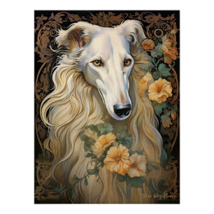 Poster Le Chien Borzoi 001 - Natalia Mucha