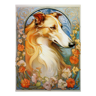 Poster Le Chien Borzoi 002 - Natalia Mucha