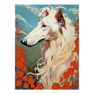 Poster Le Chien Borzoi 003 - Natalia Mucha