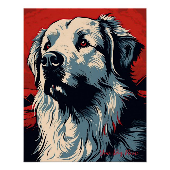 Poster Le chien des Grands Pyrénées, rouge et noir 004 -  (Devant)