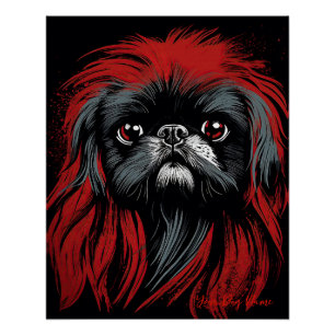 Poster Le chien Pekingese, rouge et noir 002 - Ulises Dal