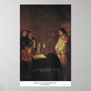 Poster Le Christ devant le grand prêtre par Honthorst