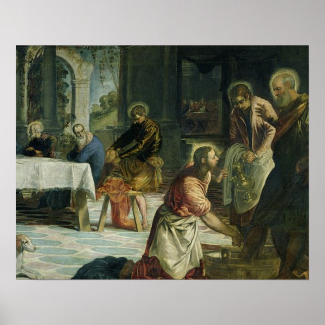 Poster Le Christ lavant les pieds des disciples, v.1547 (Devant)