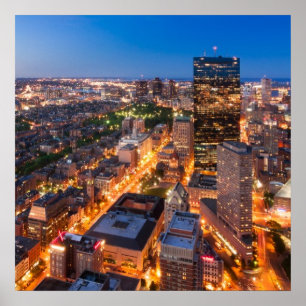 Poster Le ciel de Boston à la tombée de la nuit