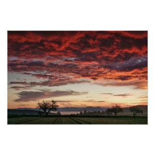 Poster Le ciel rouge magnifique paysage