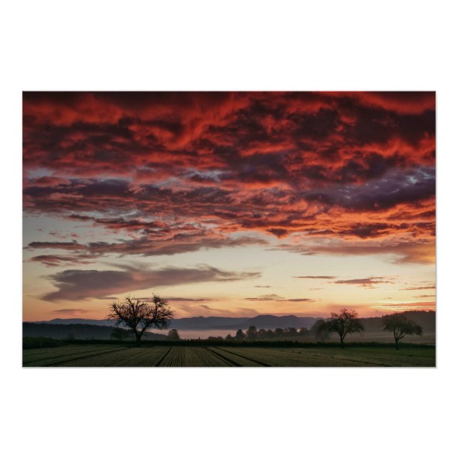 Poster Le ciel rouge magnifique paysage (Devant)